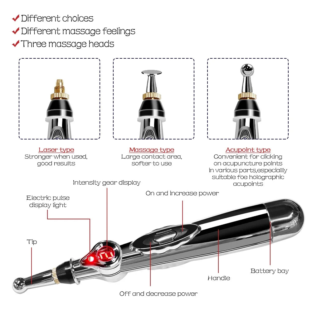 Electrical Pulse Meridian Energy Pen Acupuncture & EMS Silver