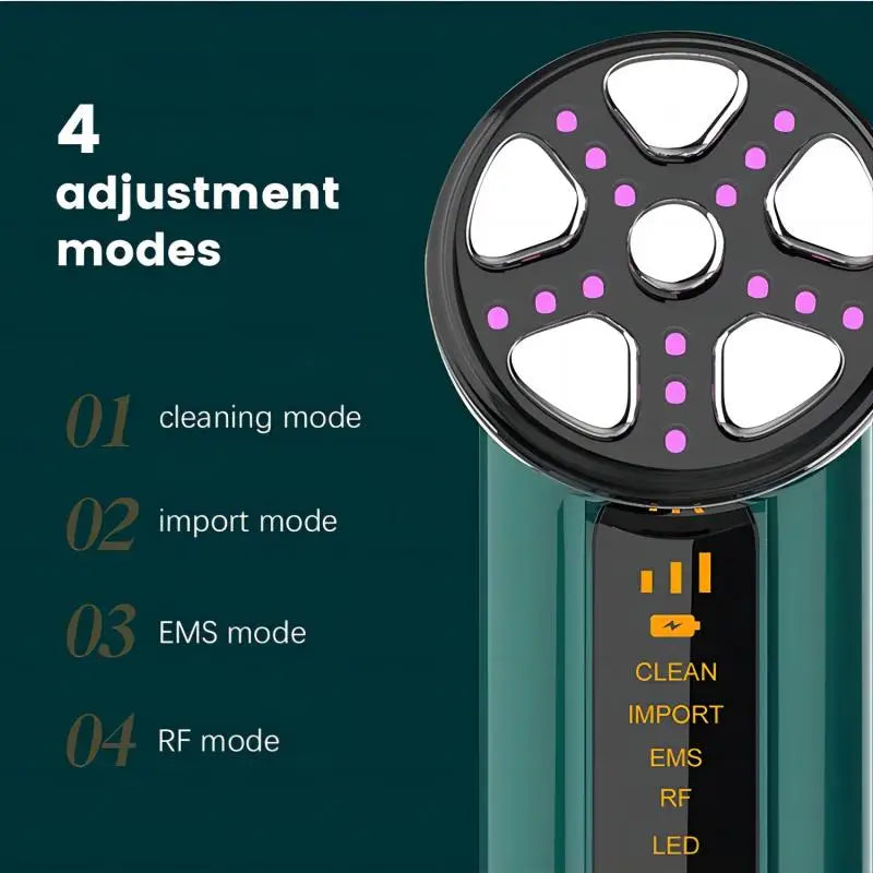 5-in-1 EMS LED Facial Device with Vibration Massager Green