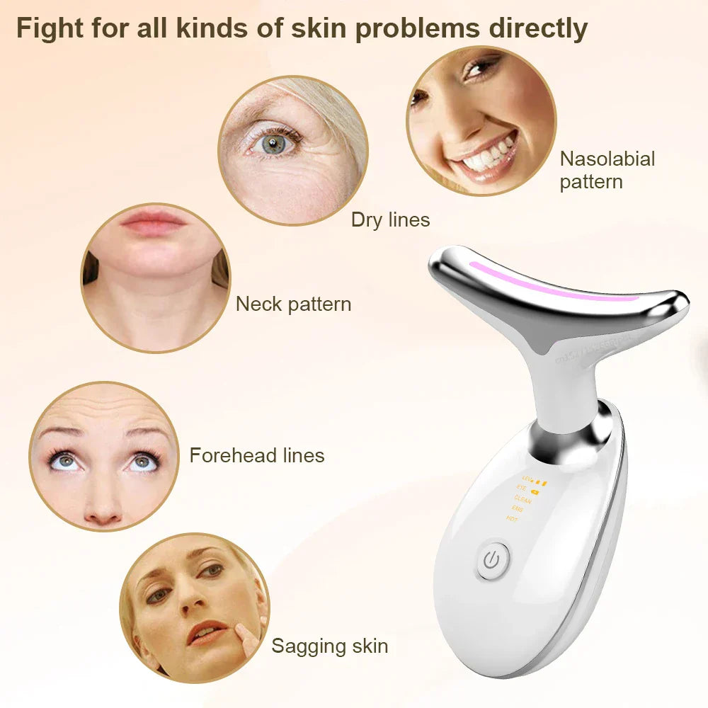 EMS Neck Face Lifting Massager - LED Photon Therapy, Wrinkle Remover ES-1081-2